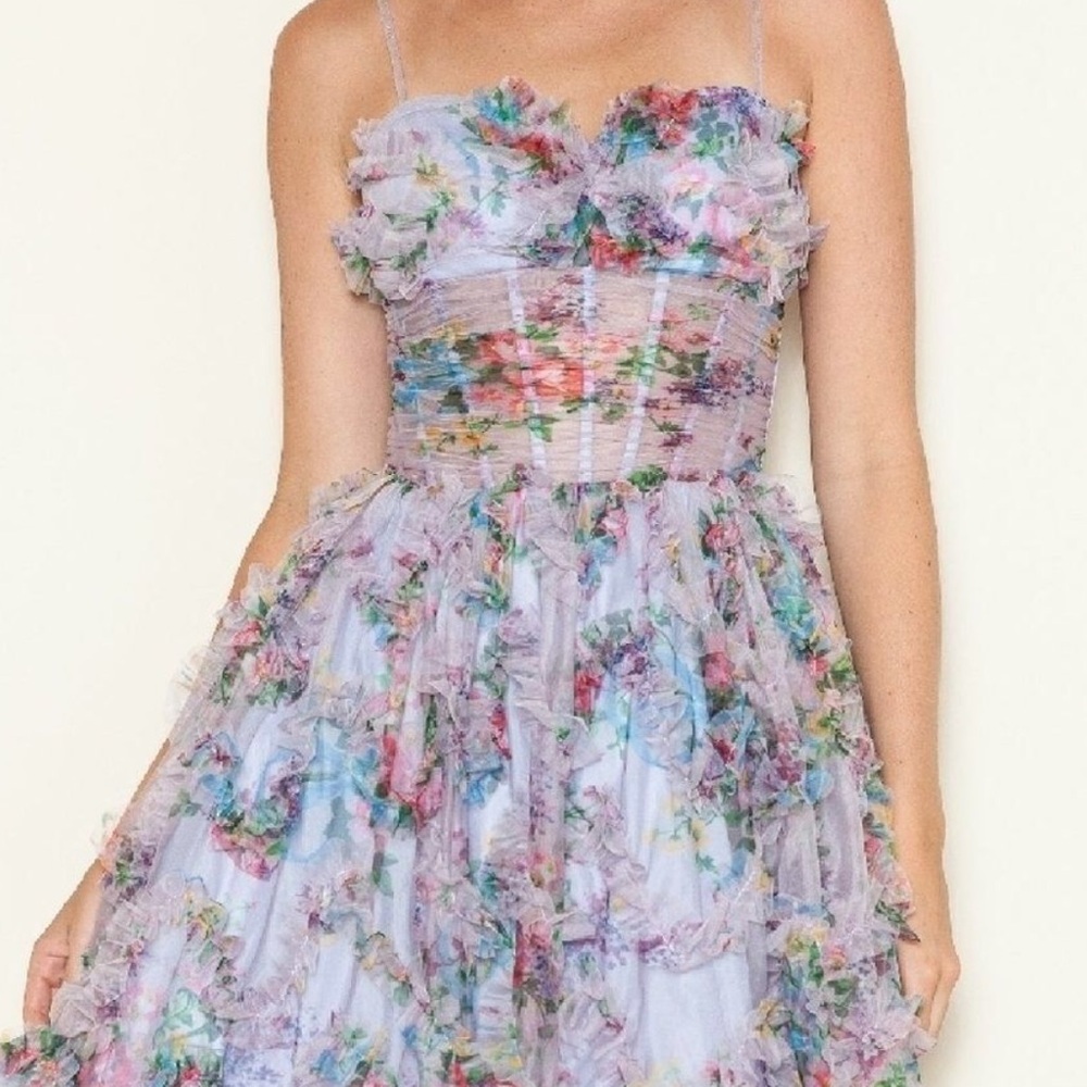 Floral Lavender Ruffle Mini Dress